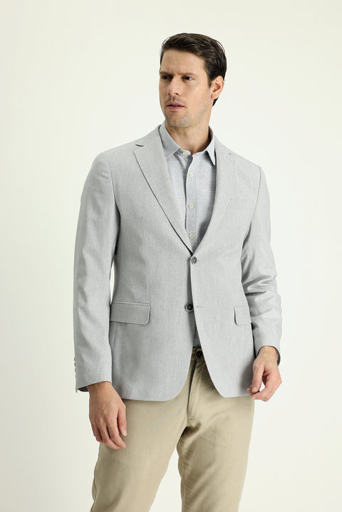 Medium Grey 7 Drop Slim Fit Patterned Sport Jacket