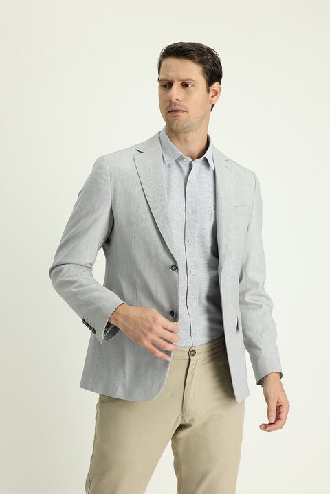 Medium Grey 7 Drop Slim Fit Patterned Sport Jacket