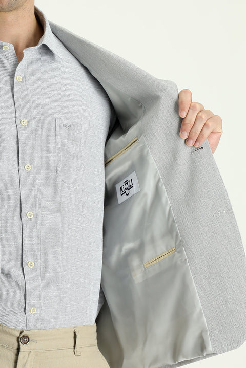 Medium Grey 7 Drop Slim Fit Patterned Sport Jacket