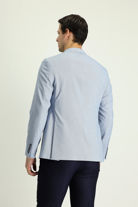 Light Blue 7 Drop Slim Fit Patterned Sport Jacket