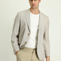 Medium Beige 6 Drop Regular Fit Patterned Sport Jacket