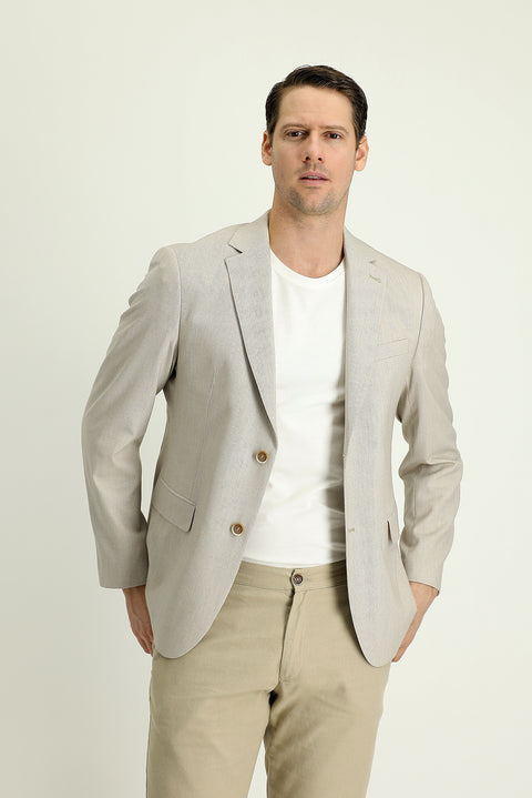 Medium Beige 6 Drop Regular Fit Patterned Sport Jacket