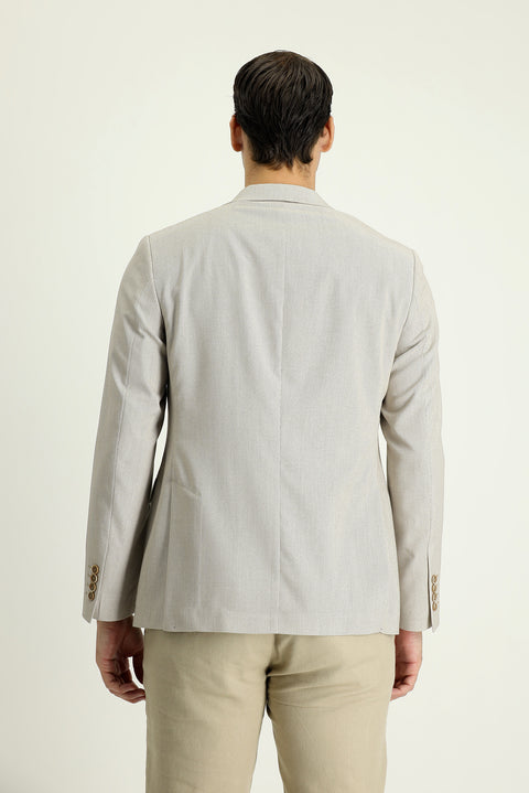 Medium Beige 7 Drop Slim Fit Patterned Sport Jacket