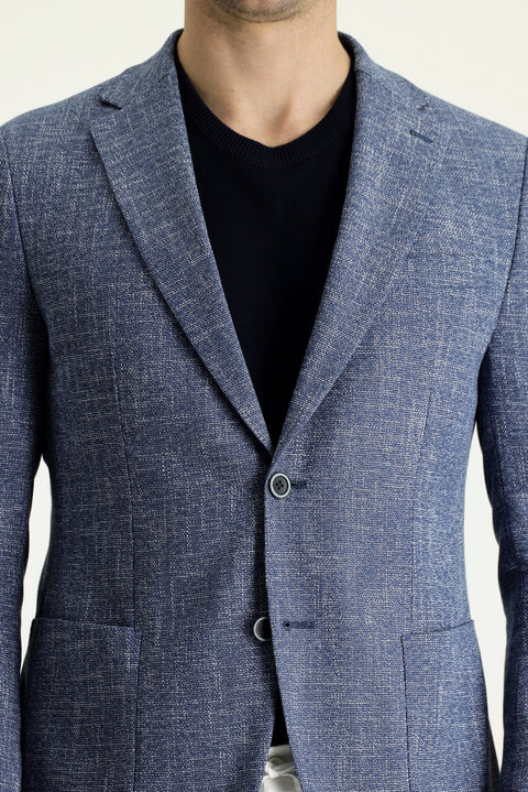 Medium Navy 7 Drop Slim Fit Patterned Sport Jacket