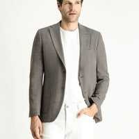 Açık Kahve  7 Drop Slim Fit Dar Kesim Desenli Spor Ceket
