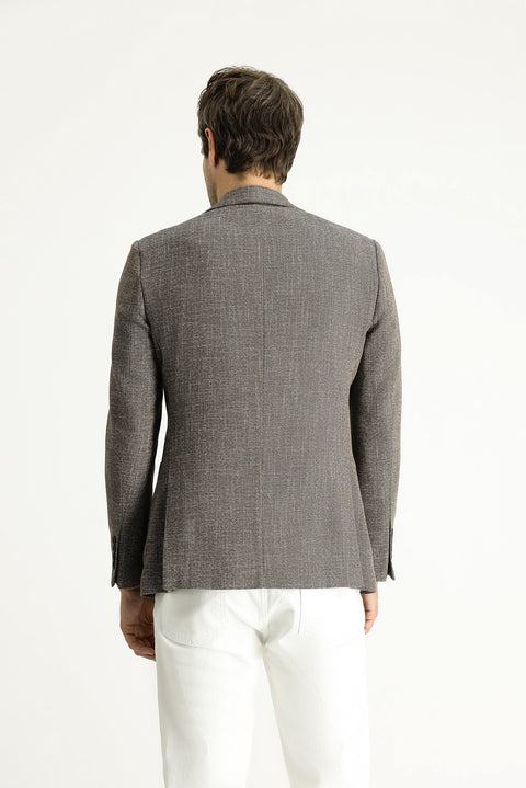 Light Brown 4-Drop Relaxed Fit Patterned Sport Jacket