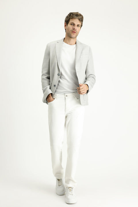 Indigo 7 Drop Slim Fit Patterned Sporty Linen Blend Jacket