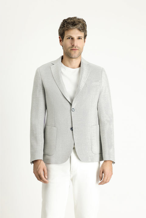 Indigo 7 Drop Slim Fit Patterned Sporty Linen Blend Jacket