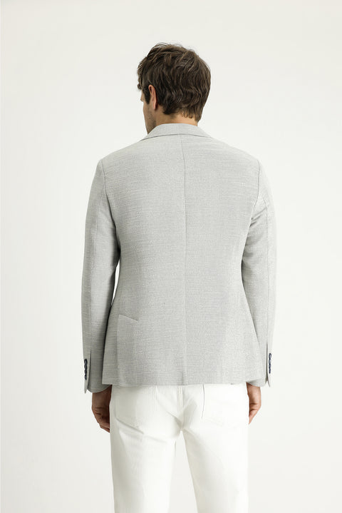 Indigo 7 Drop Slim Fit Patterned Sporty Linen Blend Jacket