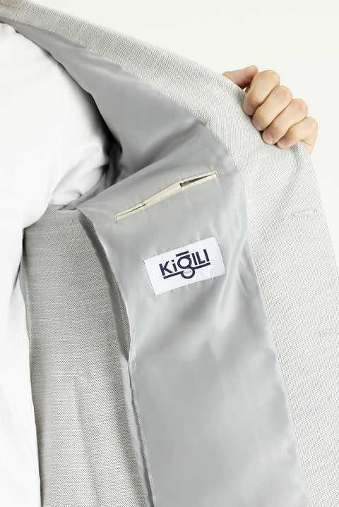Indigo 7 Drop Slim Fit Patterned Sporty Linen Blend Jacket