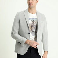 Indigo 7 Drop Slim Fit Patterned Cotton Linen Blend Sports Jacket