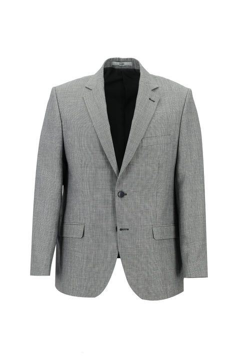 Medium Grey 4 Drop Relaxed Fit Classic Patterned Wool Linen Jacket