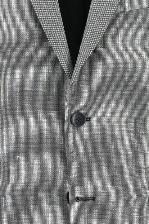 Medium Grey 4 Drop Relaxed Fit Classic Patterned Wool Linen Jacket