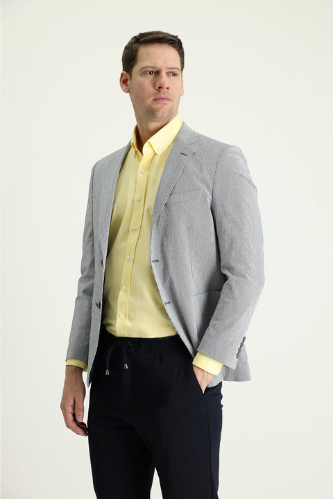 Black 6 Drop Regular Fit Standard Cut Sport Striped Jacket