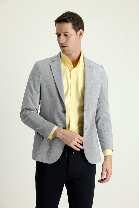 Black 6 Drop Regular Fit Standard Cut Sport Striped Jacket