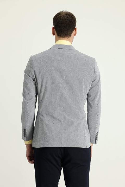 Black 6 Drop Regular Fit Standard Cut Sport Striped Jacket