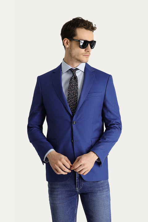 Navy Blue 7 Drop Slim Fit Classic Jacket