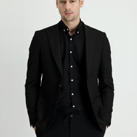 Black 4-Drop Relaxed Fit Classic Jacket