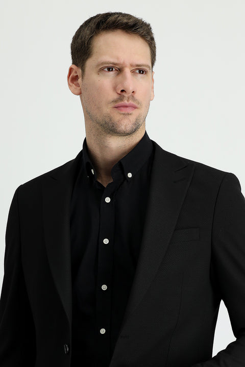 Black 6 Drop Regular Fit Standard Cut Classic Jacket