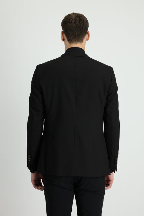 Black 6 Drop Regular Fit Standard Cut Classic Jacket