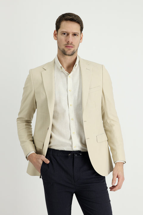 Light Beige 6 Drop Regular Fit Classic Jacket