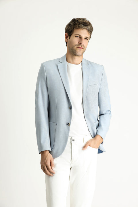 Light Blue 7 Drop Slim Fit Sports Jacket