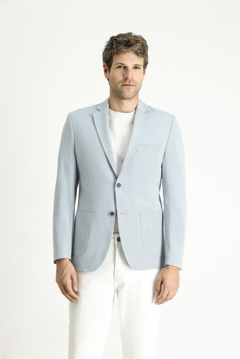Light Blue 7 Drop Slim Fit Sports Jacket