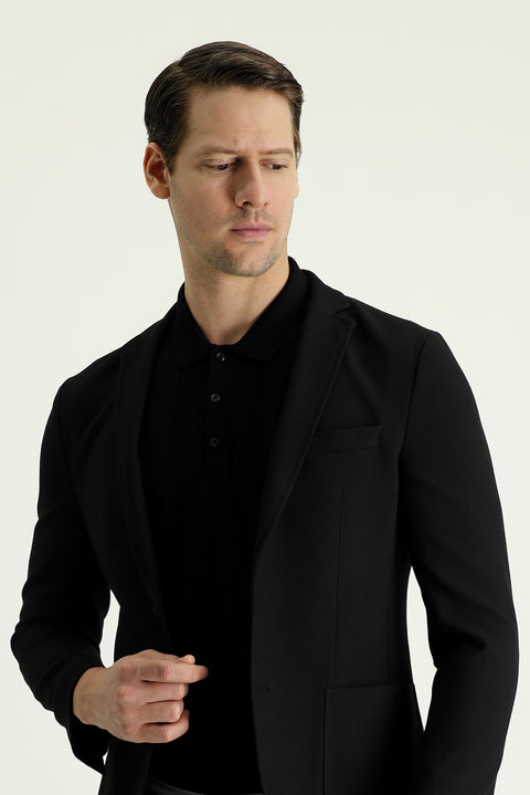 Black 7 Drop Super Slim Fit Extra Narrow Cut Sport Jacket
