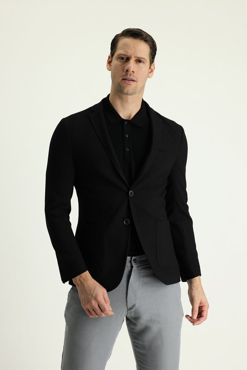 Black 7 Drop Super Slim Fit Extra Narrow Cut Sport Jacket