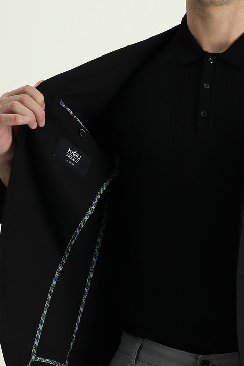 Black 7 Drop Slim Fit Sports Jacket