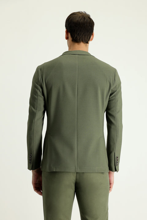 Yağ Yeşili-Olive 7 Drop Super Slim Fit Eksra Dar Kesim Spor Ceket