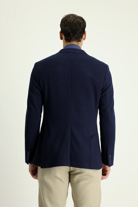 Dark Navy 6 Drop Regular Fit Patterned Sport Jacket
