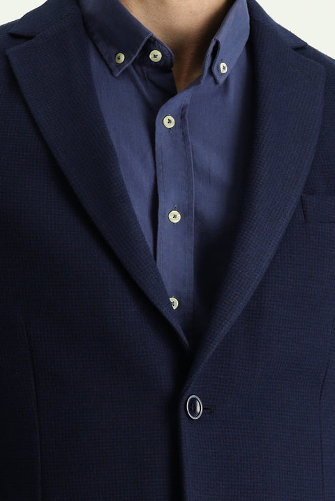 Dark Navy 6 Drop Regular Fit Patterned Sport Jacket