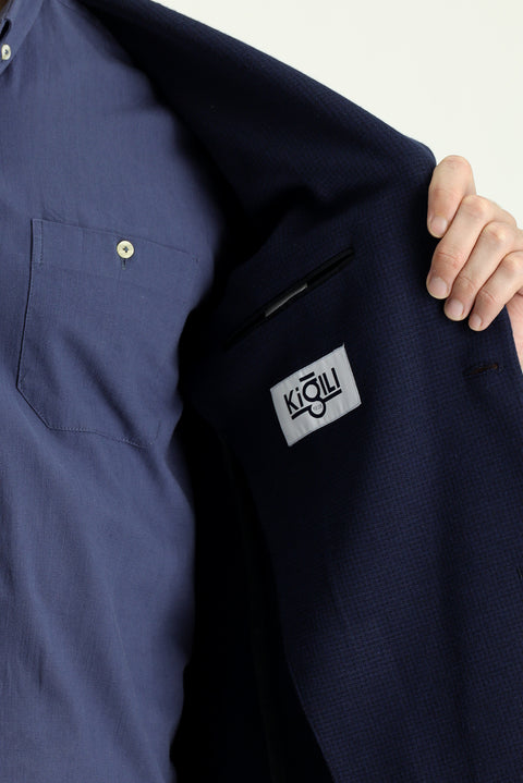 Dark Navy 6 Drop Regular Fit Patterned Sport Jacket