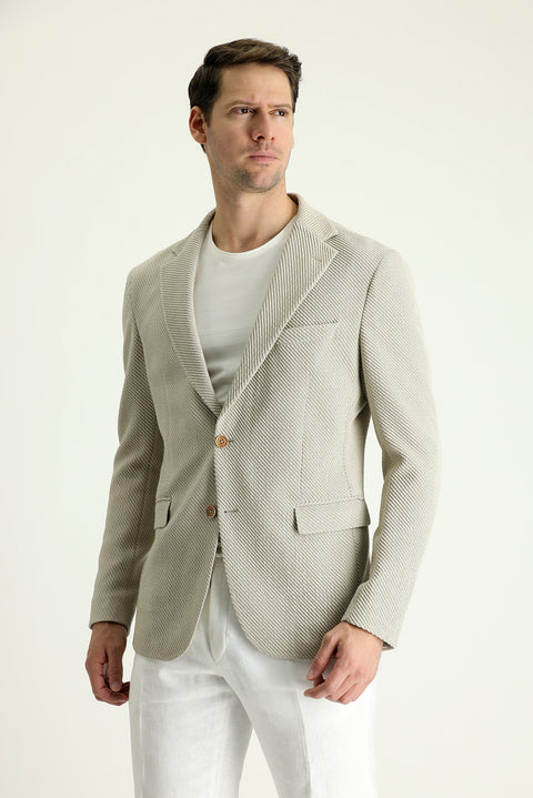 Light Beige 6 Drop Regular Fit Classic Jacket