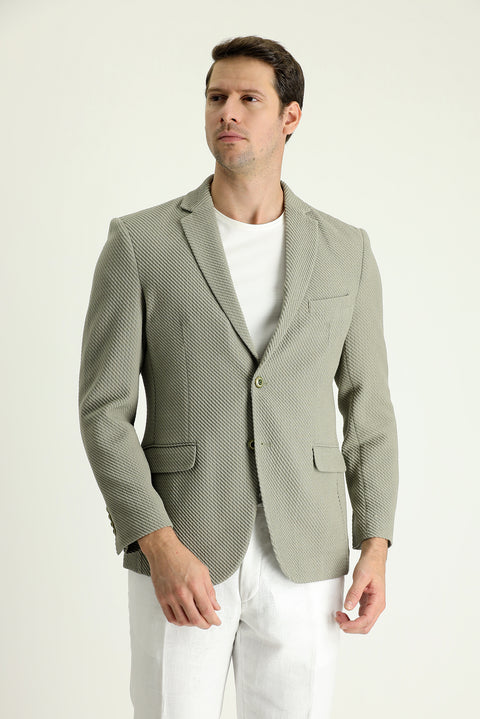 Olive Green 6 Drop Regular Fit Classic Jacket