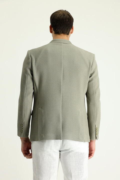 Olive Green 8 Drop Muscle Fit Long Athletic Cut Classic Jacket