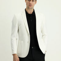 Cream 7 Drop Super Slim Fit Extra Narrow Cut Patterned Sport Jacket
