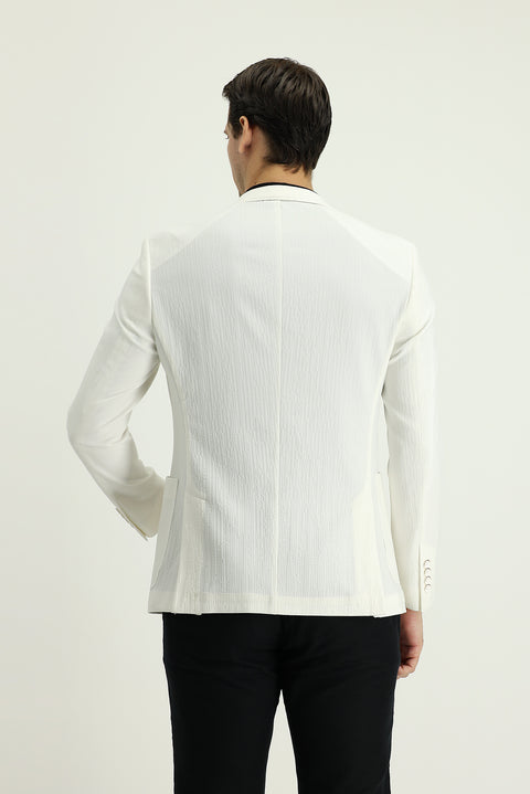 Cream 7 Drop Super Slim Fit Extra Narrow Cut Patterned Sport Jacket