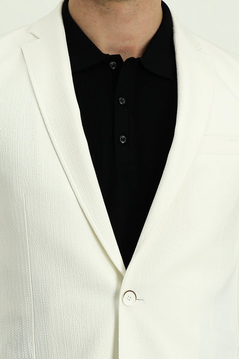 Cream 7 Drop Super Slim Fit Extra Narrow Cut Patterned Sport Jacket