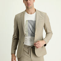 Light Mink 7 Drop Super Slim Fit Extra Narrow Cut Patterned Sport Jacket
