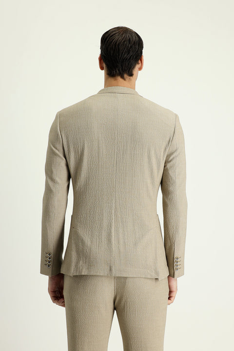 Light Mink 7 Drop Super Slim Fit Extra Narrow Cut Patterned Sport Jacket