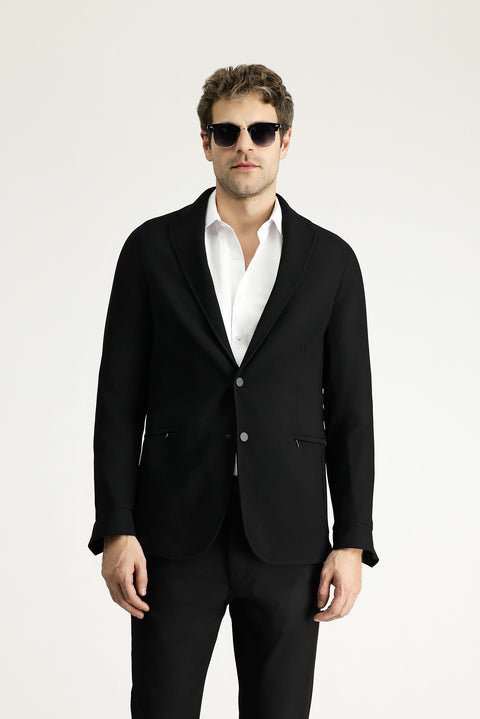 Black 4 Drop Relaxed Fit Casual Sport Knit Jacket