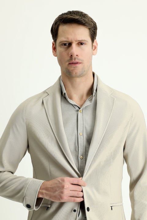 Light Mink 4 Drop Relaxed Fit Casual Cut Sport Knit Jacket