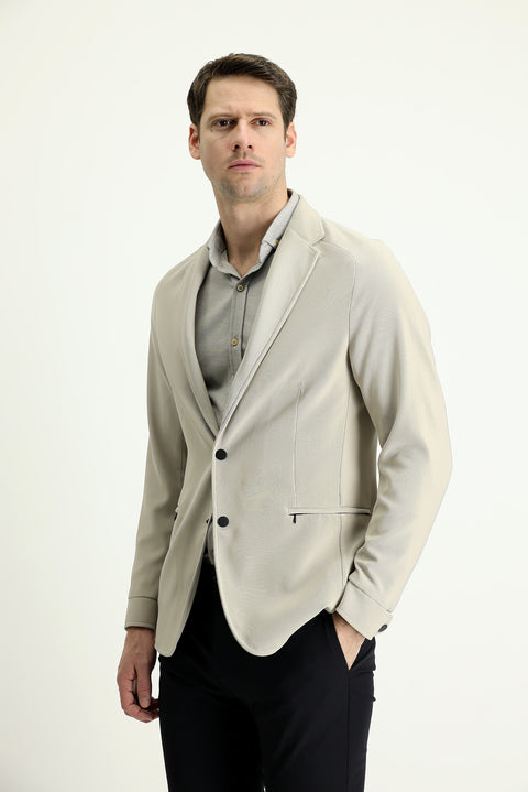 Light Mink 4 Drop Relaxed Fit Casual Cut Sport Knit Jacket