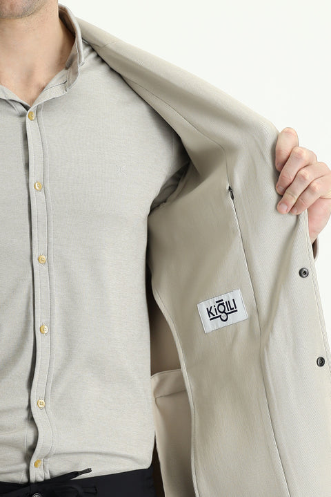Light Mink 4 Drop Relaxed Fit Casual Cut Sport Knit Jacket