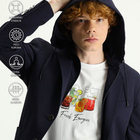 Dark Navy Techno-Line 7 Drop Slim Fit Hooded Knit Sport Jacket