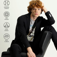 Black Techno-Line 7 Drop Slim Fit Knitted Sport Jacket