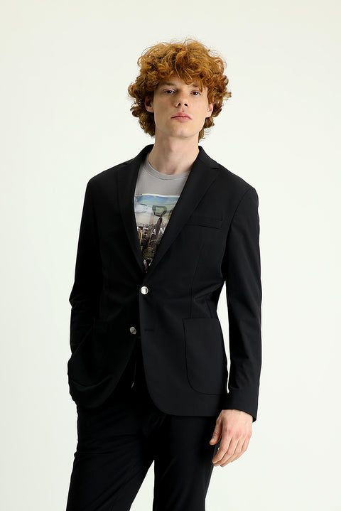 Black Techno-Line 7 Drop Slim Fit Knitted Sport Jacket
