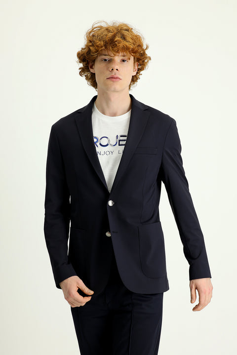 Dark Navy Techno-Line 7 Drop Slim Fit Knitted Sport Jacket